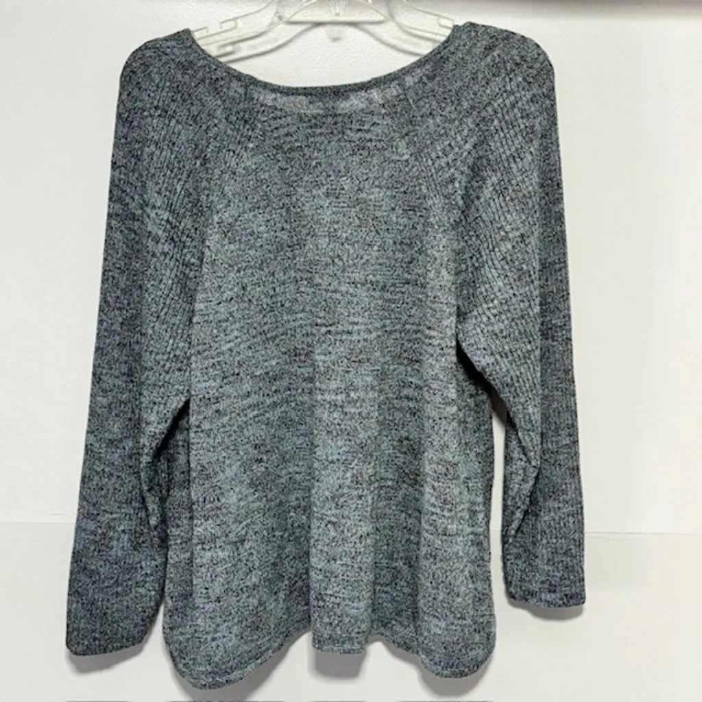 Pure Jill XL Petite Pullover Heathered Blue Gray Pocket Sweater Coastal Linen Size undefined - Image 2