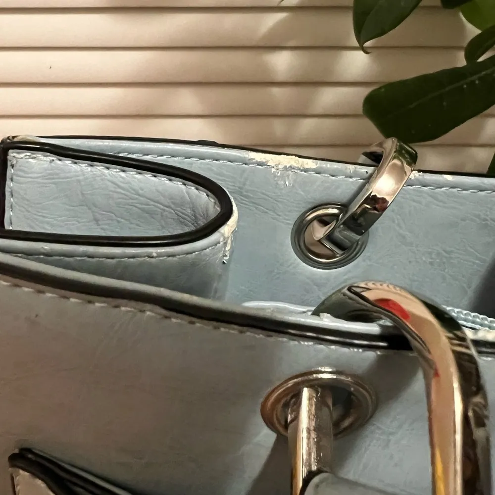 Sky Blue Handbag with Strap - Image 12