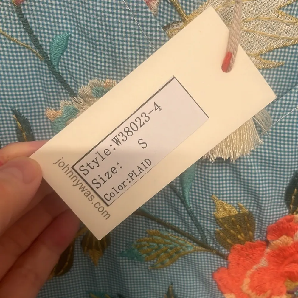 Johnny Was Adele Drape Tunic Dress preppy floral plaid boho resort cruise New S - Image 9