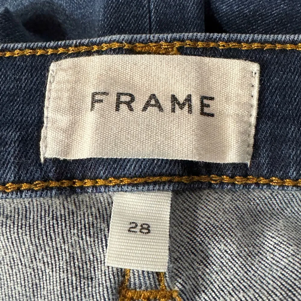 Frame SZ 28 Le Garcon Boyfriend Jeans Mid-Rise Distressed Frayed Dublin Grind - Image 7