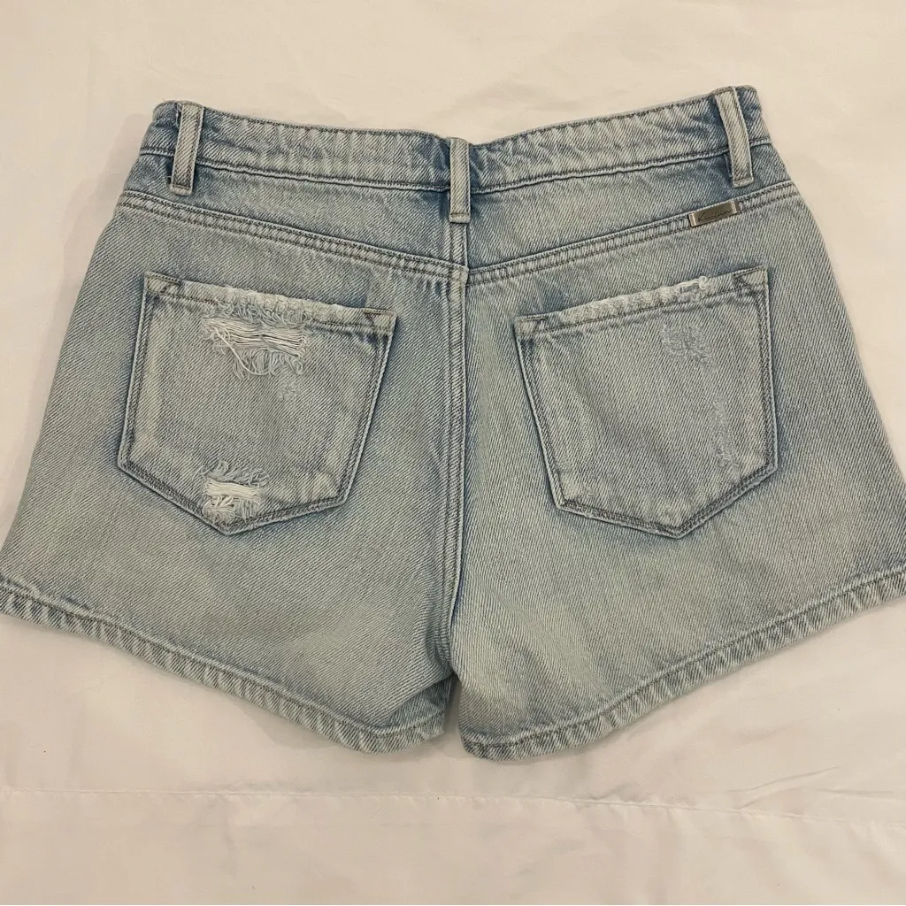 Kancan 100% Cotton Light Blue Distressed Denim Shorts Size Medium - Image 5