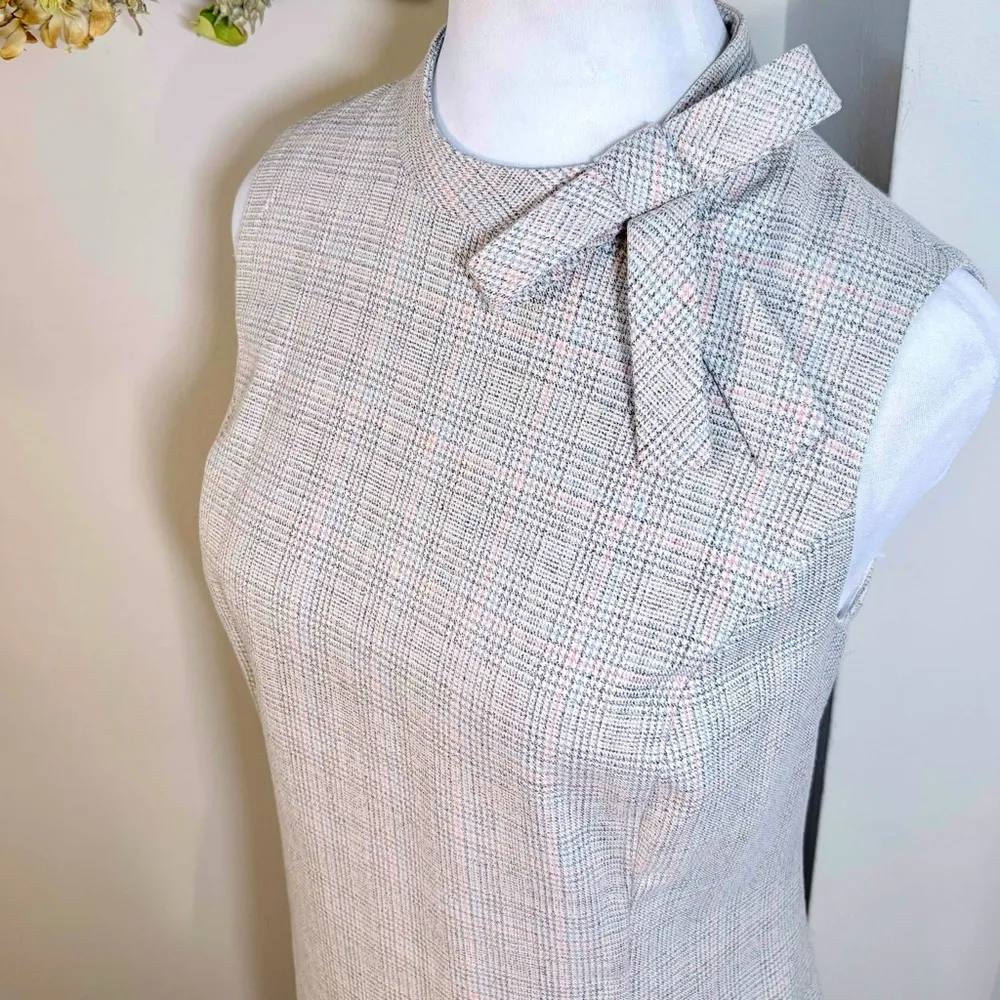 GAL MEETS GLAM Philippa Bow Neck Femme Plaid Drop Waist Flounce Dress Sz 4🧡 - Image 3