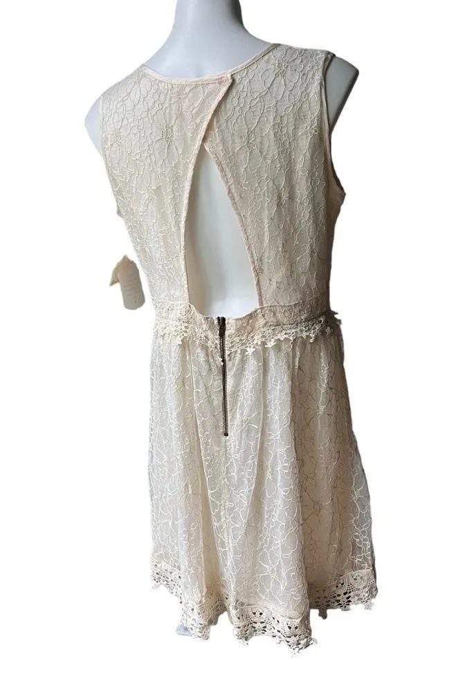 NWT, Altar’d State Ivory Lace Sleeveless Dress Crochet Trim, Sz L - Image 8