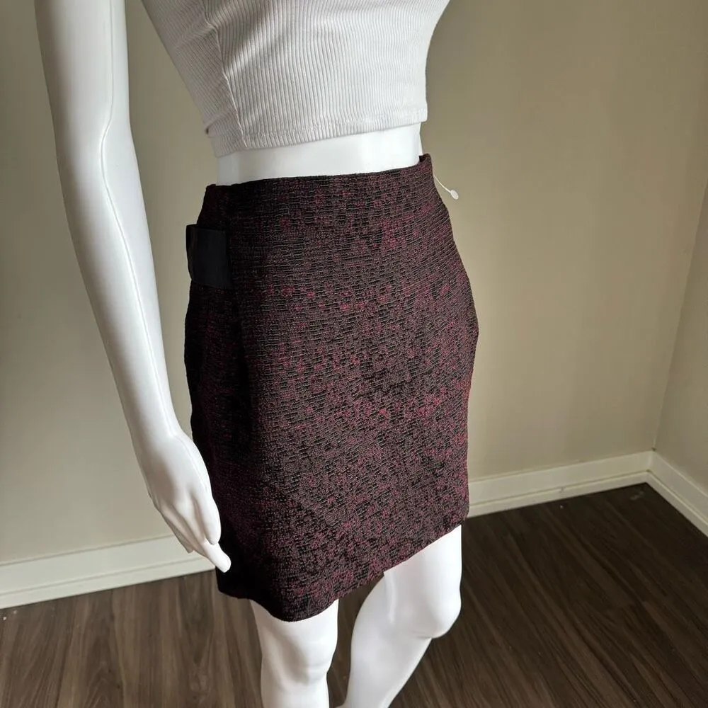The Kooples Tweed Mini Skirt Burgundy + Black - Image 3
