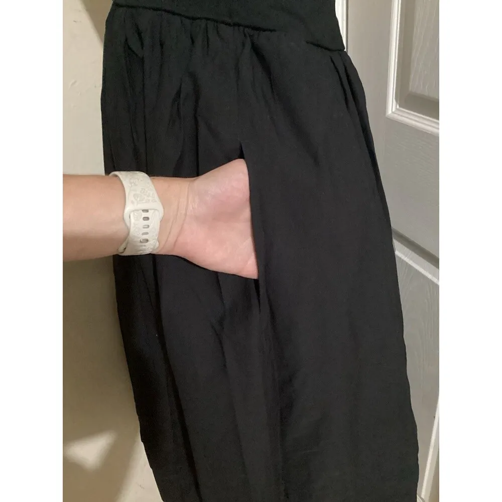 J. Crew Drop Waist Mixy Maxi Dress Sleeveless Pockets Black XSP - Image 4