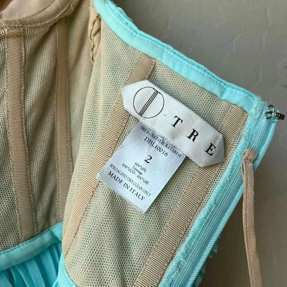 Tre by Natalie Rasabei Blouse Strapless‎ Plisse Bustier Top Blue Size 2 - Image 7