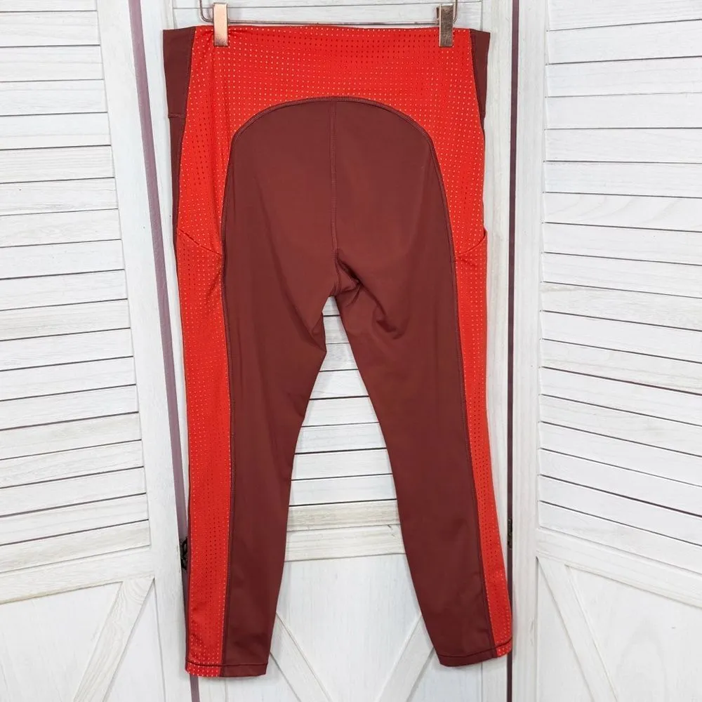 Athleta Ultimate Stash Leg Pocket Colorblock Crop Leggings Burnt Orange Large - Image 3
