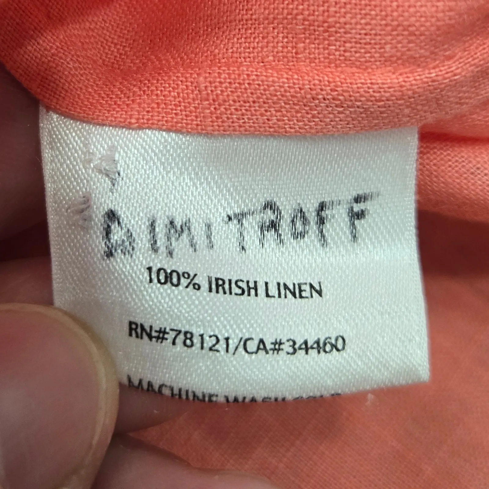 Eileen Fisher Coral Irish Linen Button Front Oversized Tunic Blouse Size Medium - Image 8