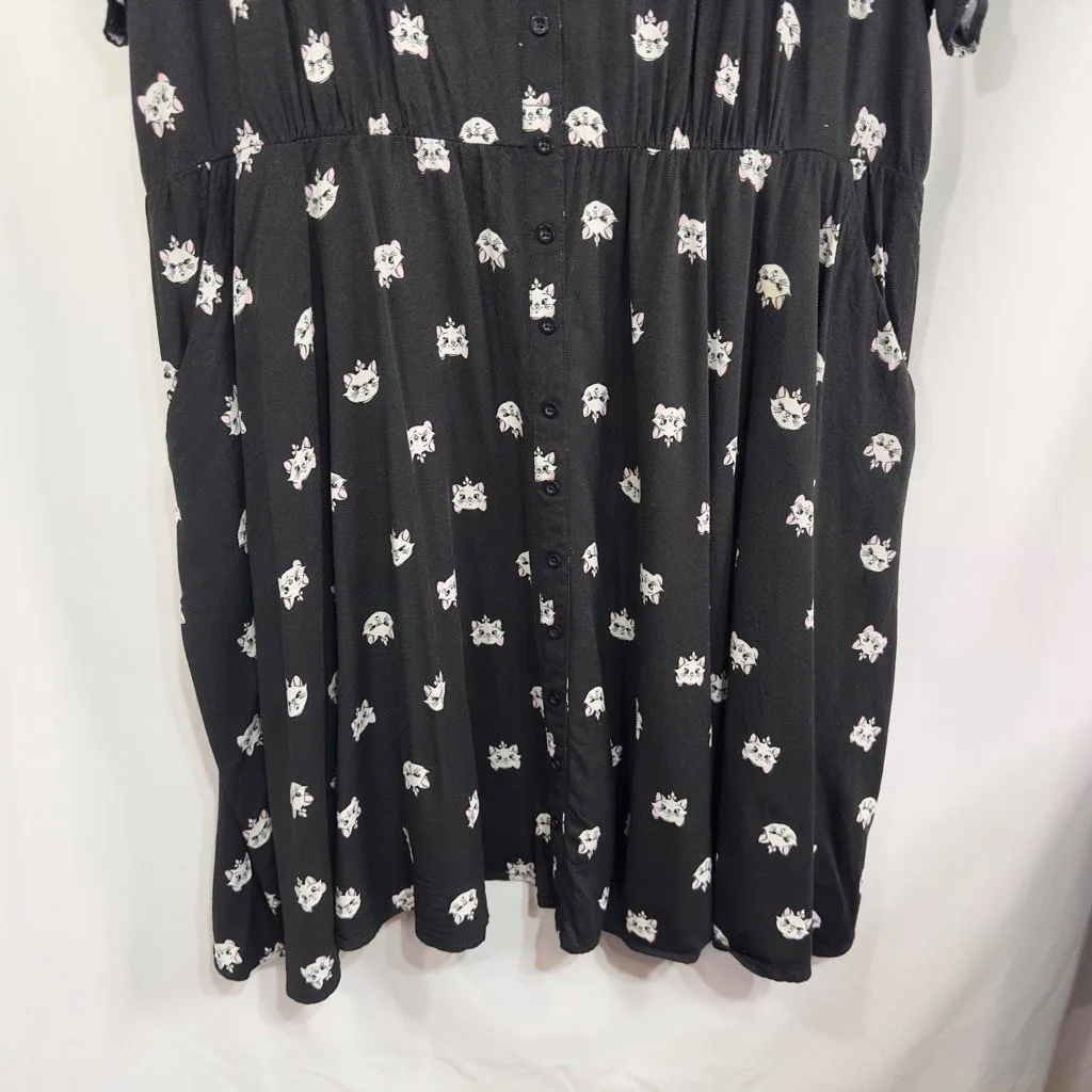 Torrid Disney‎ Plus Size 4X Shirt Dress Midi The Aristocats Black Challis 269 - Image 13