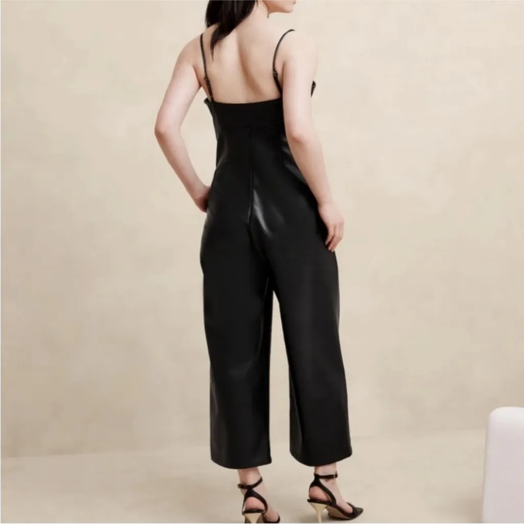 Banana Republic faux Leather Jumpsuit Black 10 - Image 2