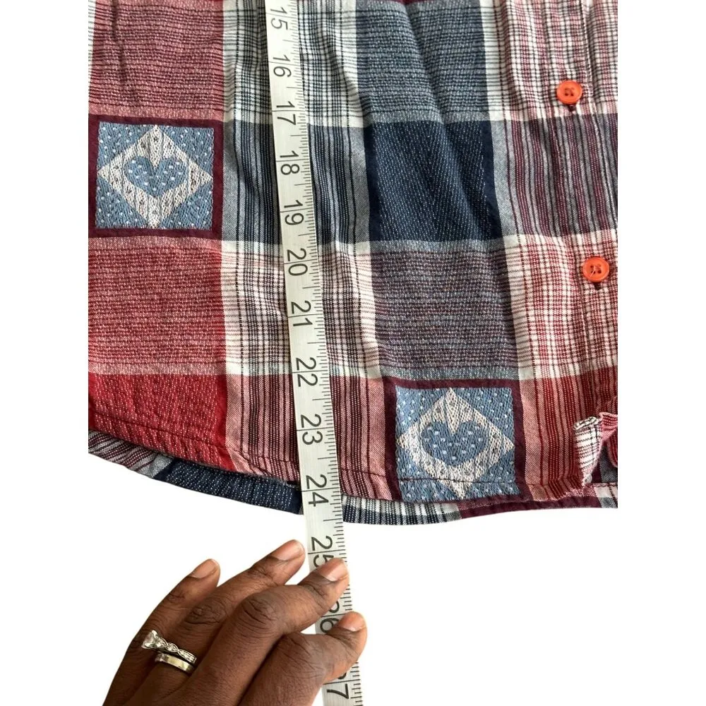 Vintage Angelique Red/Blue Plaid Short Sleeve Button - Image 10