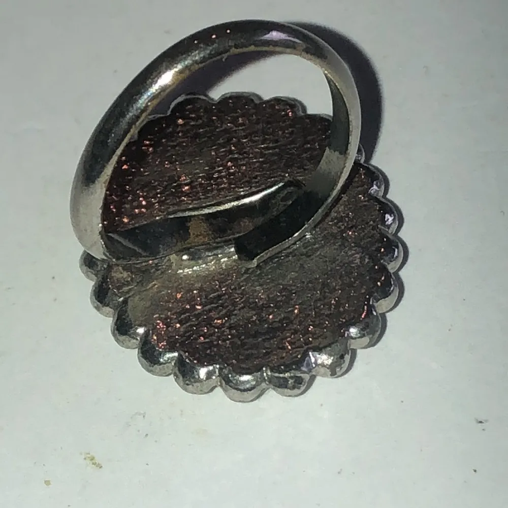 Adjustable Vintage Silver Tone Faux Turquoise Oval Shape Boho Ring Blue - Image 7