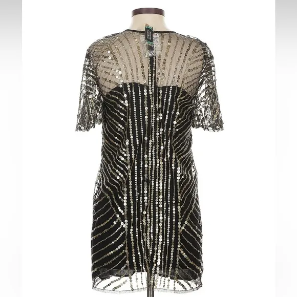 Jen’s Pirate‎ Booty Black Gold Sequin Mesh Mini Dress XS Art Deco - Image 6
