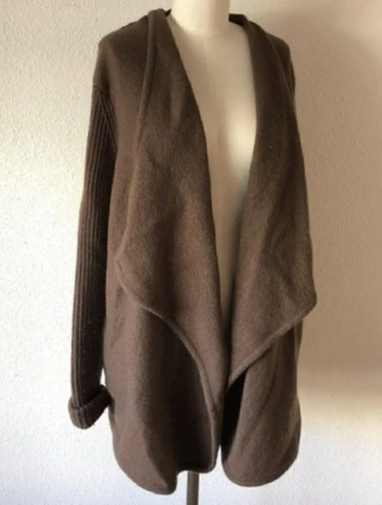Vince Jacket Size L Thick Wool Open Front Brown Sugar Warm Cozy Neutral Earth - Image 8