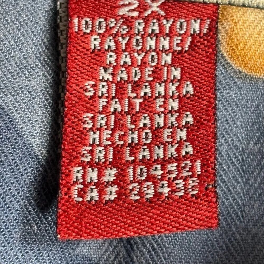 Vintage La Cabana Blue Floral Hawaiian Shirt Plus Size 2X Rayon Camp Collar - Image 10