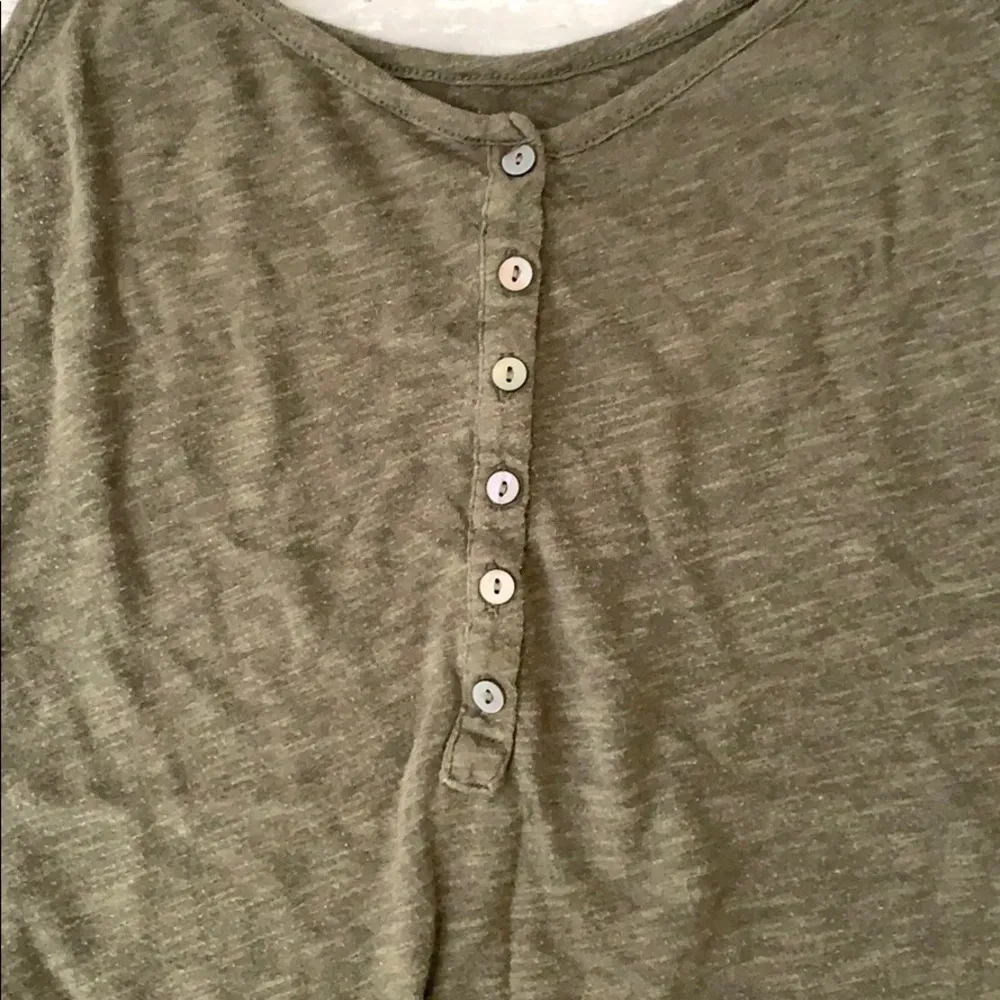 Old Navy Tank Top Henley Elastic Waist Tie XS Olive Green Shirt Small - Image 3