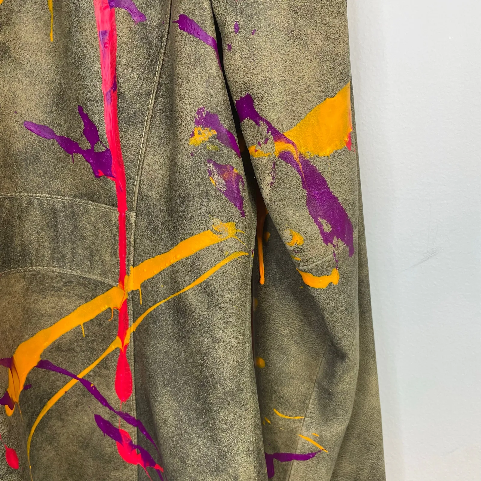 Wilsons Leather DIY Paint Splatter Hand Painted Art to Wear Blazer Jacket L - Image 8