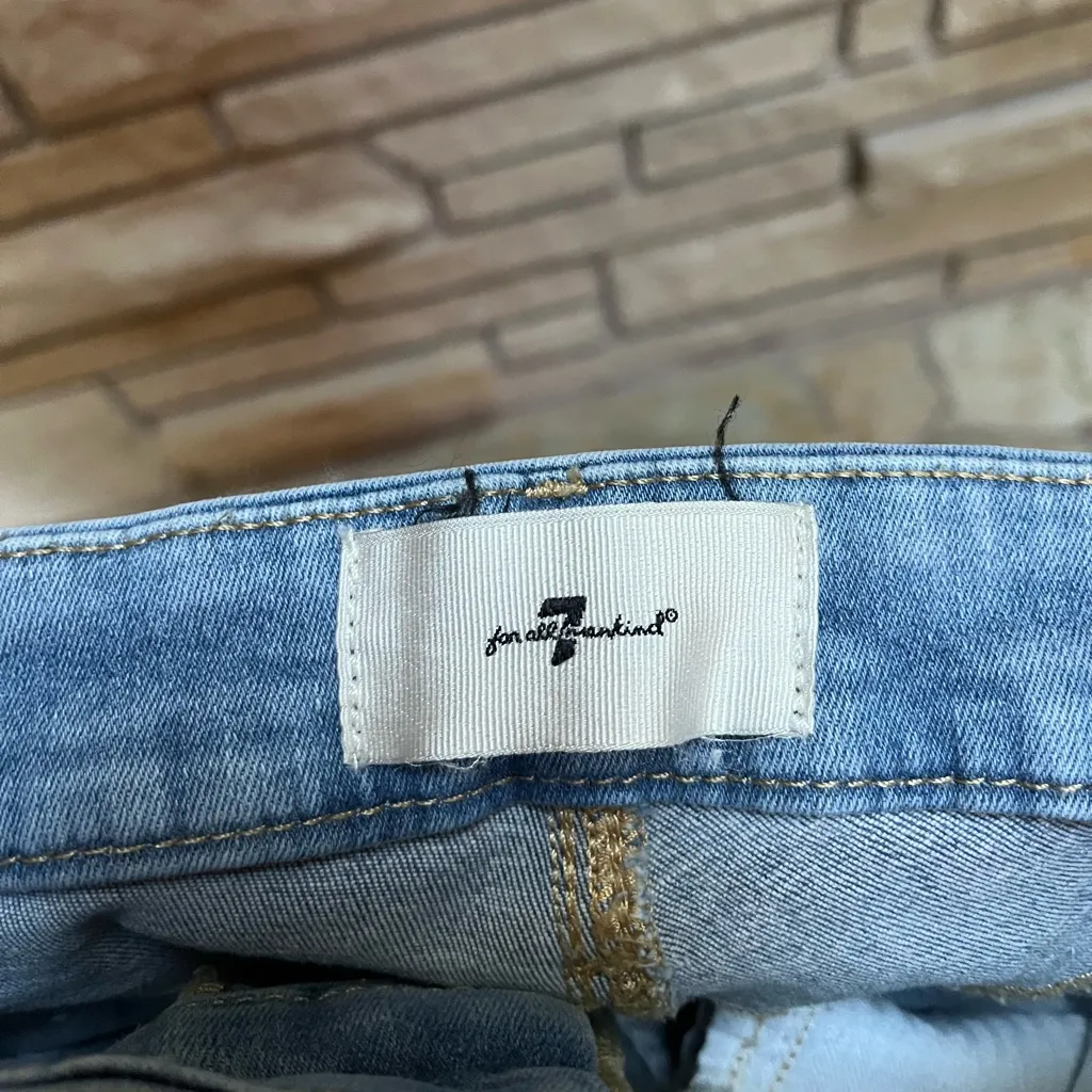 7 for all mankind Ultra High Rise Skinny Flare Jeans Merton Light Denim 27 - Image 9