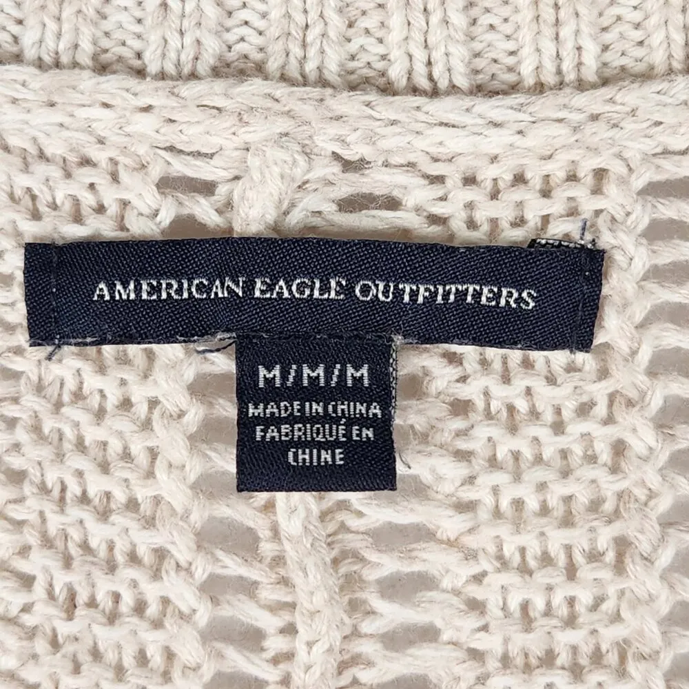 AEO American Eagle Womens Open Front Cardigan w/ Pockets Size M Beige / Cream - Image 3