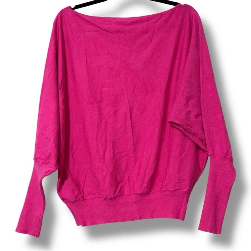 ANDREE BY UNIT women's size small hot pink sweater boatneck dolman sleeves - Image 8
