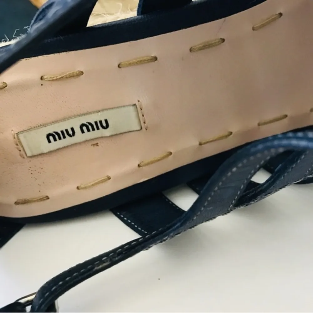 Miu‎ Miu navy blue wedge espadrilles sandals size 37.5 - Image 3