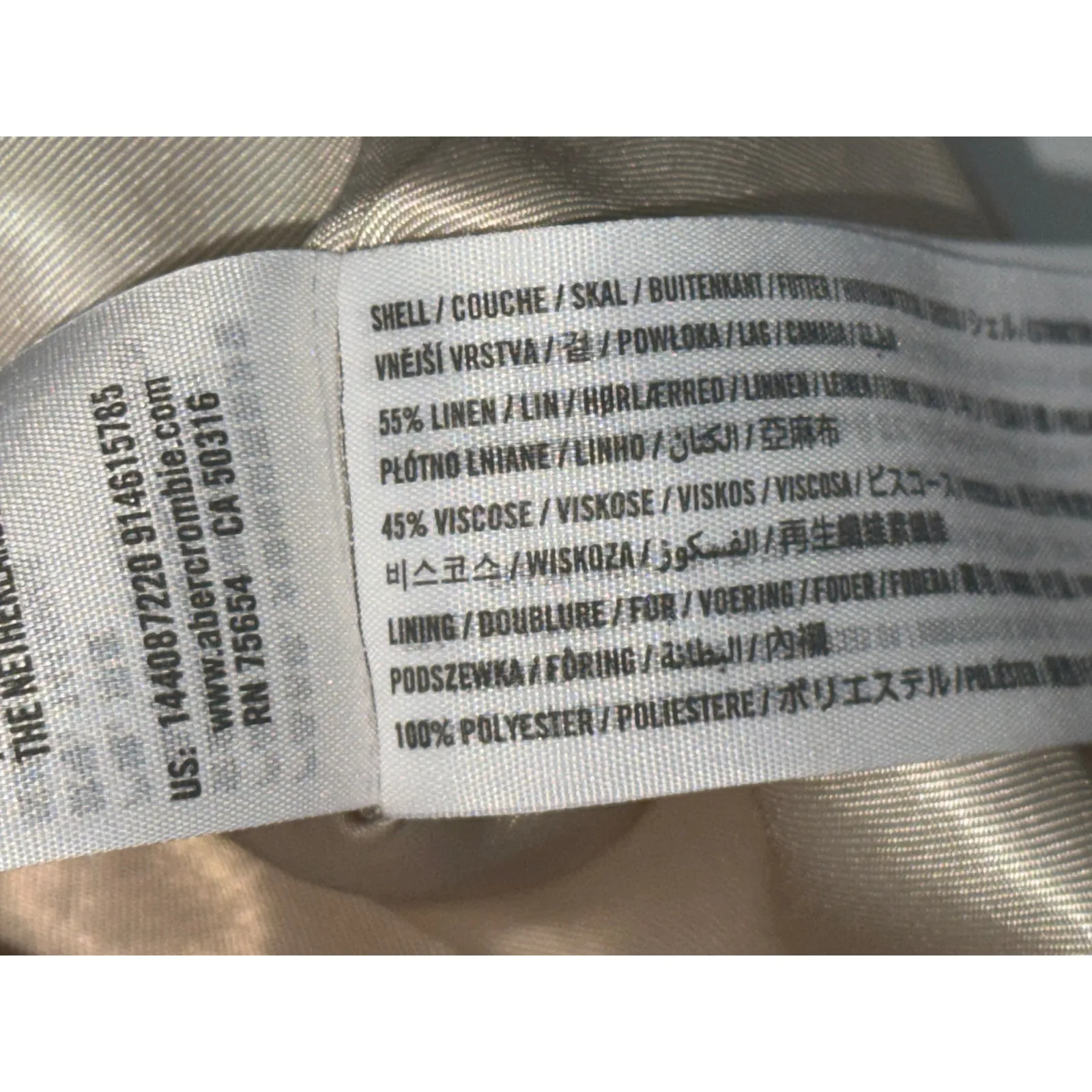 Abercrombie & Fitch Tan Linen Cropped Short Sleeve Blazer Suit Jacket Womens XL - Image 4