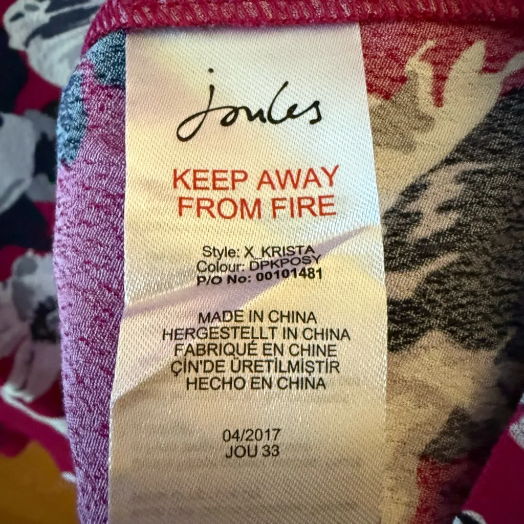 Joules Krista Dress Dark Deep Pink Posy Floral Short Sleeve Popover NWT US 6 - Image 10