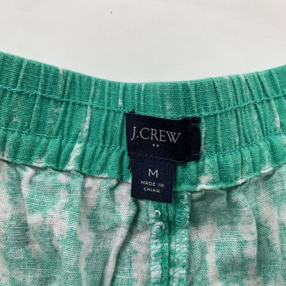 J.Crew Turquoise Tie Die Linen Blend Pull On Shorts M - Image 2