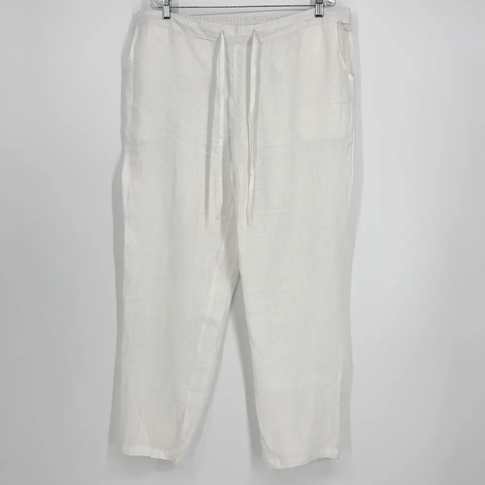 Iximo 100% Linen Paperbag Pants Women’s Size XXL in White New Without Tags! - Image 2
