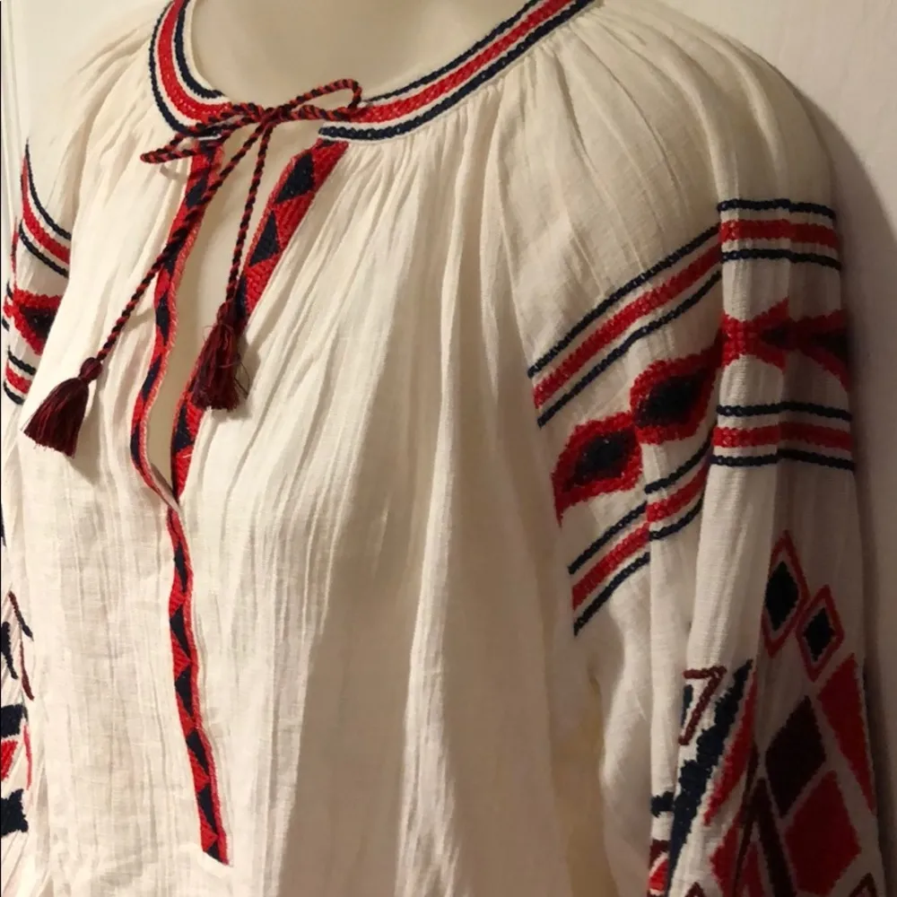 Maison Scotch Balloon Sleeve Embroidered Cotton Gauze Boho top S NWT - Image 3