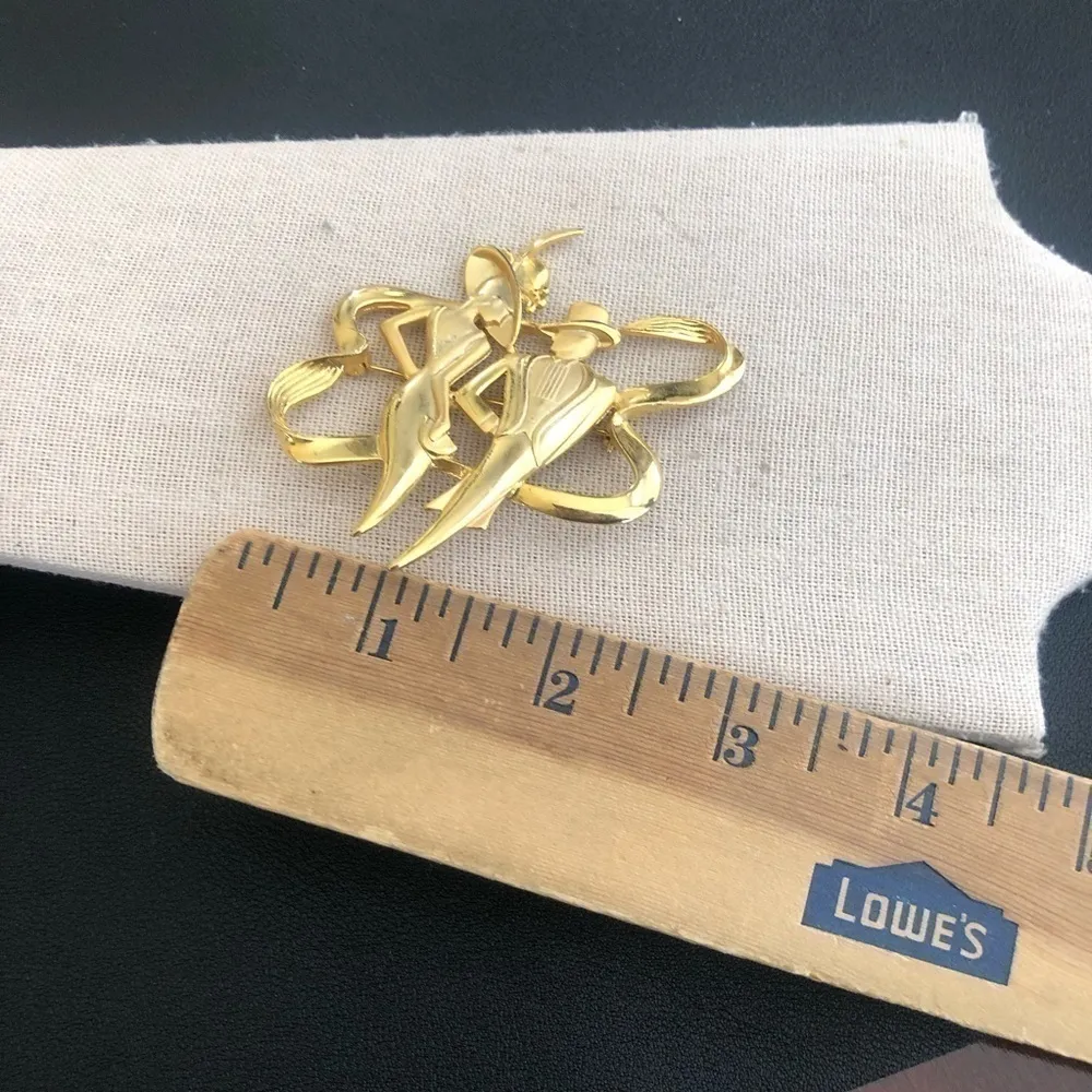 Vintage Stamped JJ Couple Brooch - Image 3