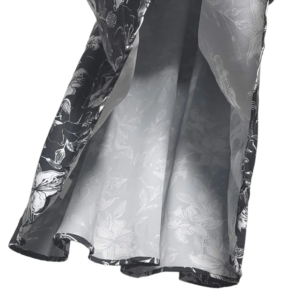 NWT BloomChic Floral Print A Line Butterfly Sleeves Midi Dress in Black/White - Image 12