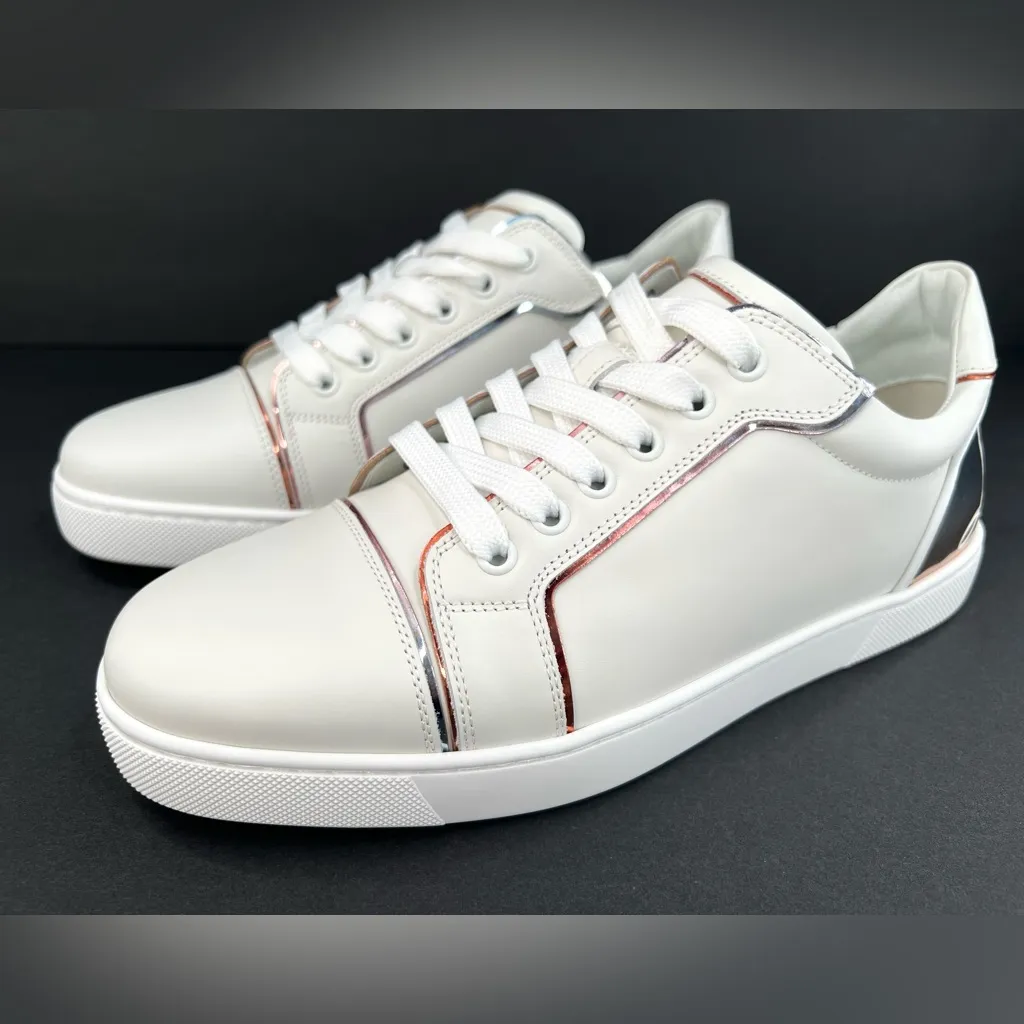 Christian Louboutin Fun Vieira Flat Logo Metallic Degrade Mirror Sneakers EU 42 - Image 6