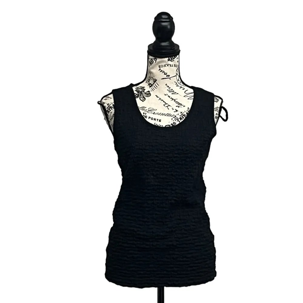 Croft & Barrow Black Popcorn Tank Top S Semi Sheer Y2K Goth Grunge Retro Edgy - Image 2