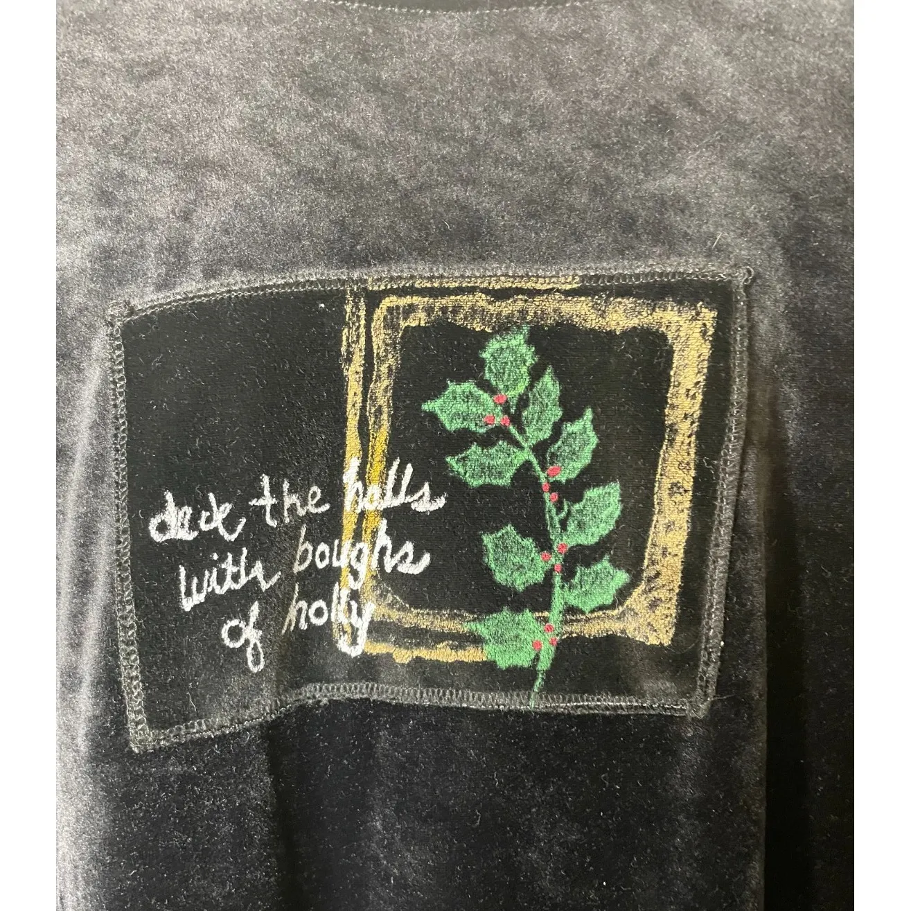 Vintage Coconut Bay Womens 2X Black Velour Velvet Christmas Tunic‎ Top Holiday Size XXL - Image 2