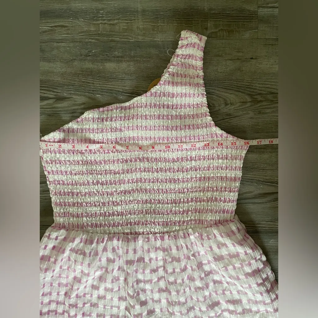 Tea n Cup Pink and White One Shoulder Sundress Size L - Image 5