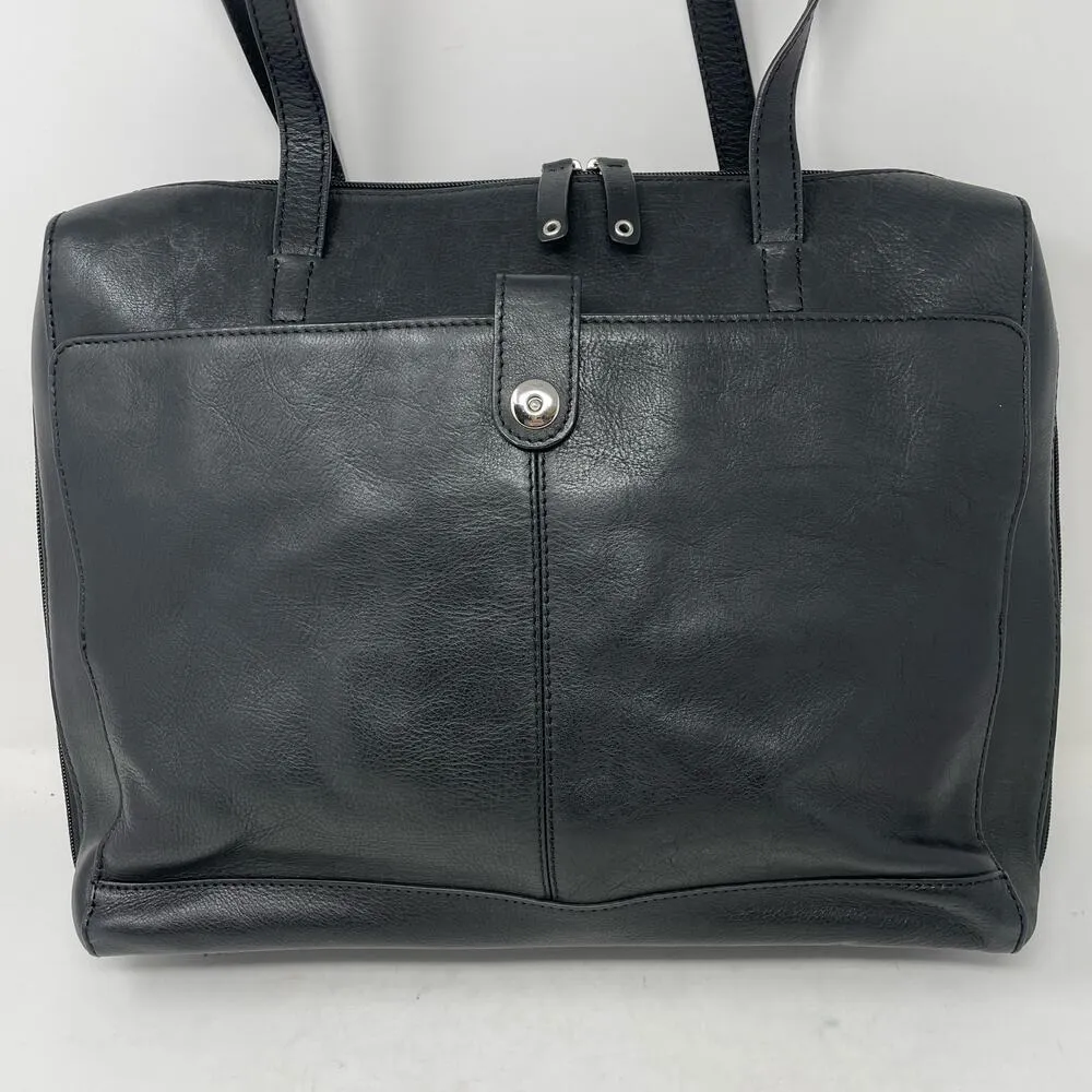 Lodis Black Leather Laptop Shoulder Bag Purse - Image 2