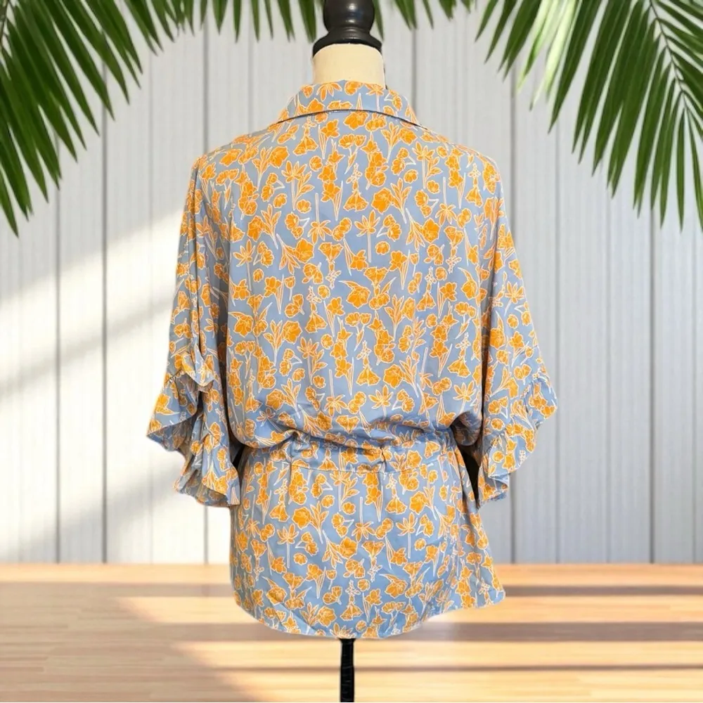 Bishop + Young Floral Tie Waist Button Front Top - XL - Image 4