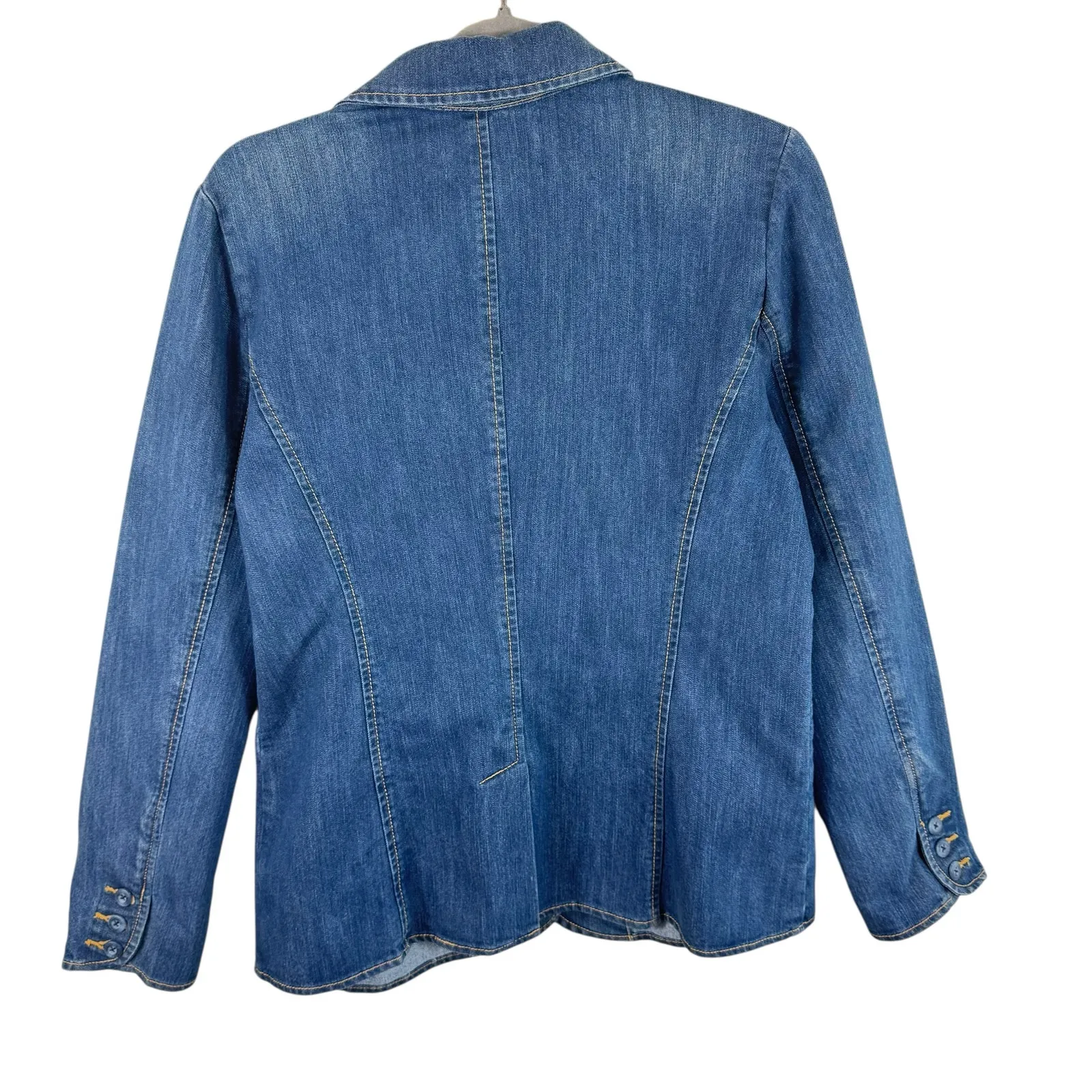 Route 66 Cotton Blend Medium Wash Button Up Collared Jean Jacket Stretch Size L - Image 2