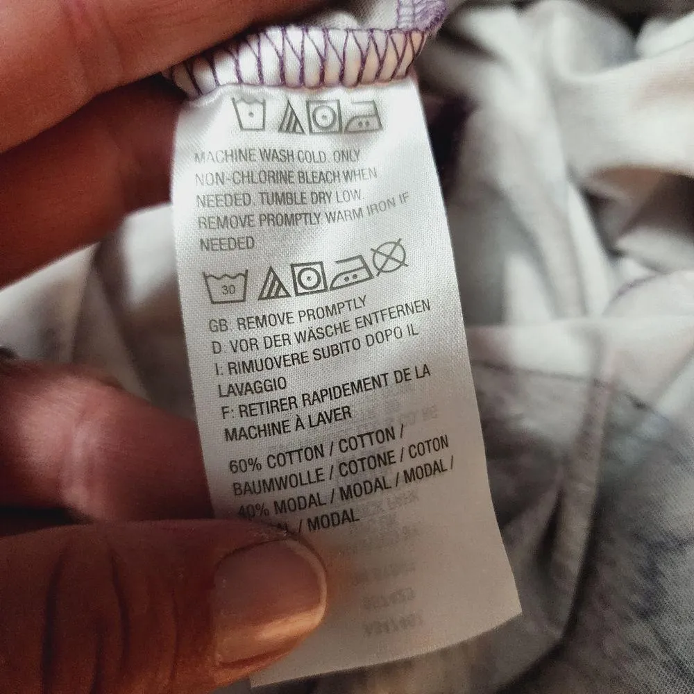 LOGO by Lori Goldstein Purple Watercolor Printed Cotton Modal Top Size Small - Image 8