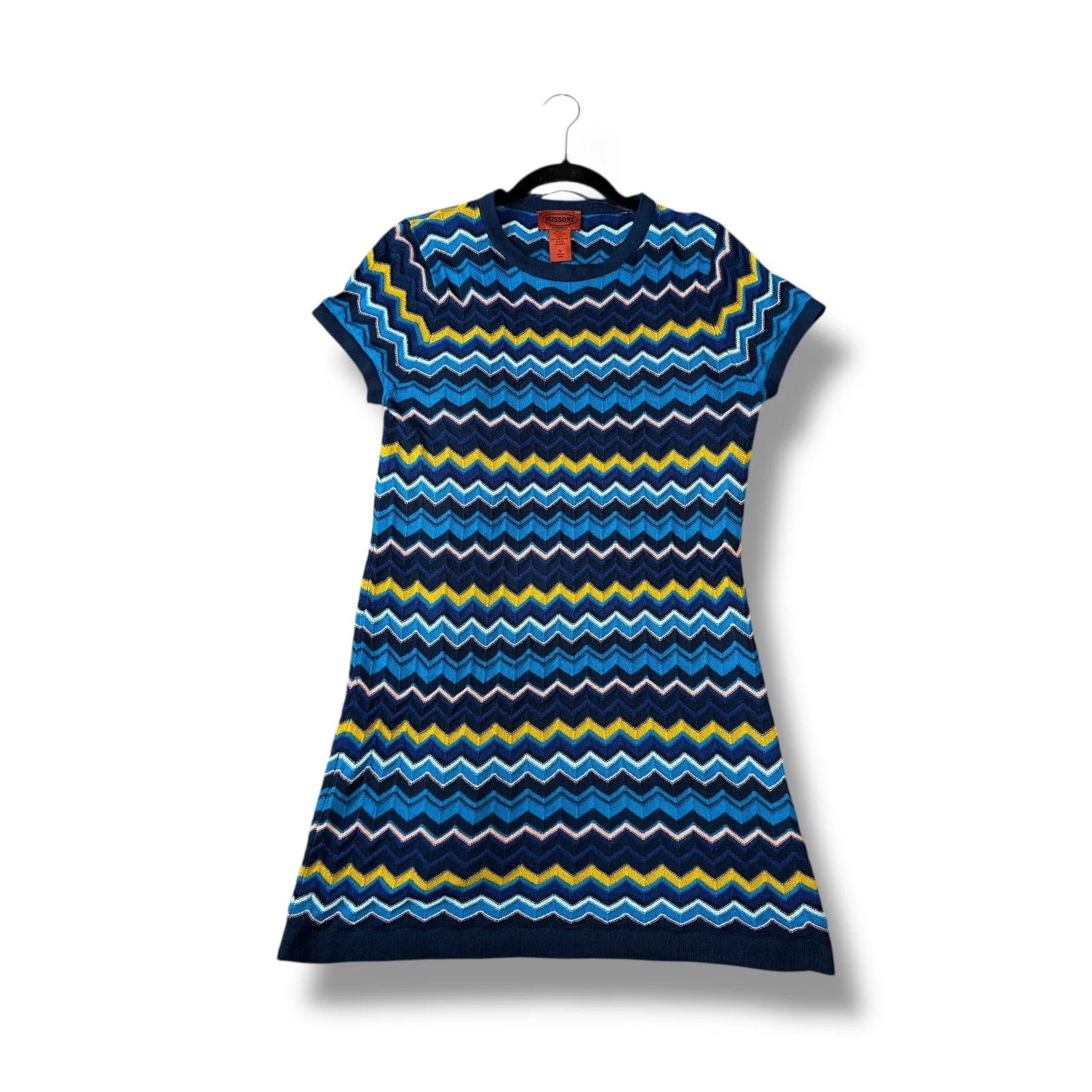 Missoni for Target Knit Dress Womens‎ Medium Zigzag Pattern Short Sleeve - Image 5