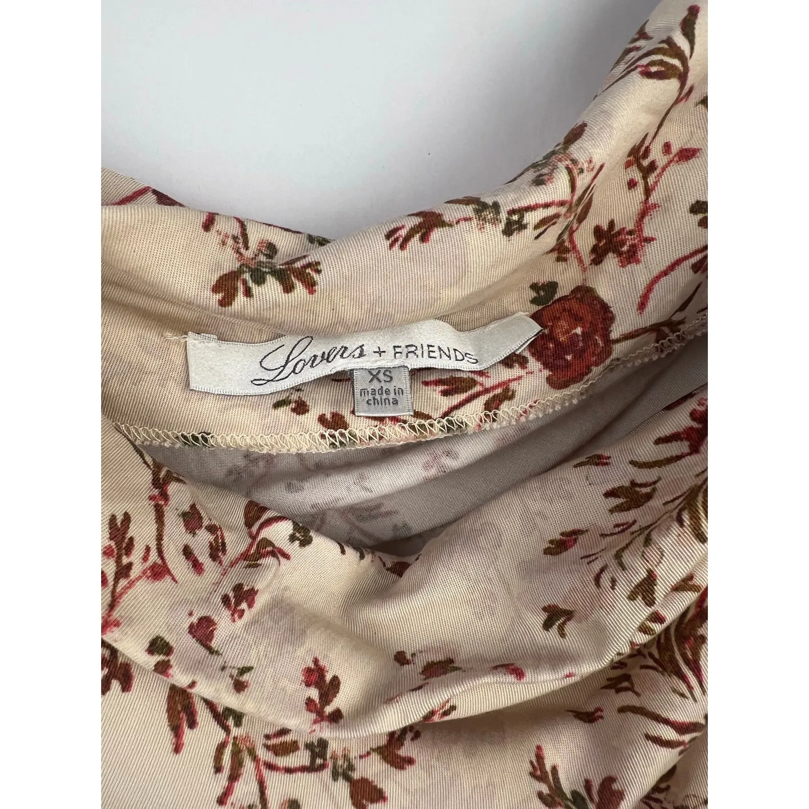 Lovers + Friends, Cindy Mini Floral Dress, Cream, Lyocell, Cottagecore Boho Fall - Image 10