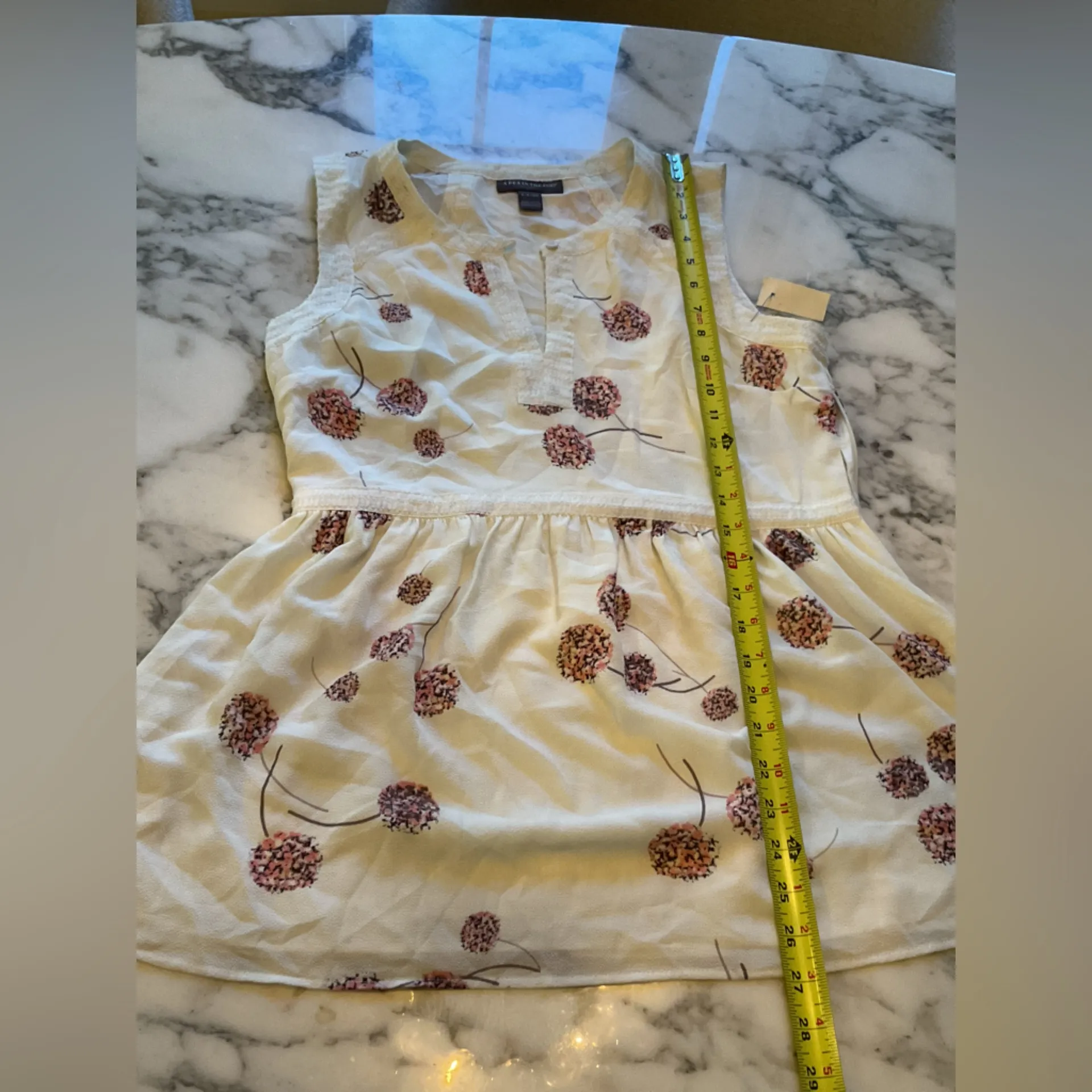 NWT Pea in the Pod Floral Sleeveless Empire Waist Maternity Ivory Pink Top Sz S - Image 6