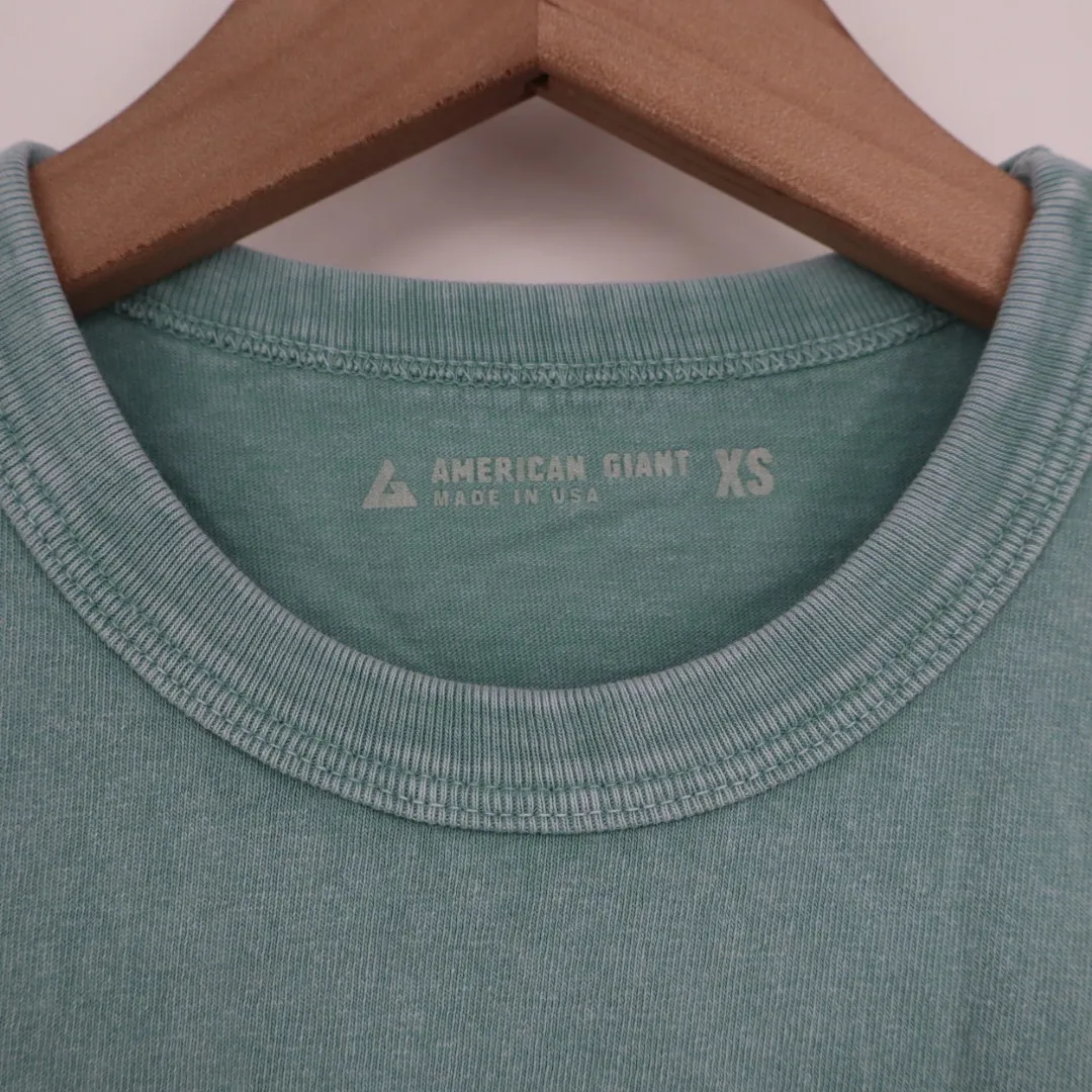 American Giant Teal Washed Cotton Crew Neck T Shirt Size XS Made in USA Green - Image 3