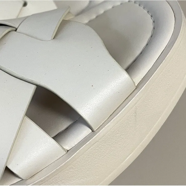 Pilcro Anthropologie Woven Slides Cream Bride Wedding Beach 39 8.5 Minimalist - Image 7