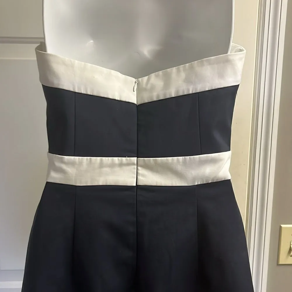 Milly Navy White Strapless Zip-Up Dress Gold-Tone Chain Nautical Mini-Size 4 - Image 13