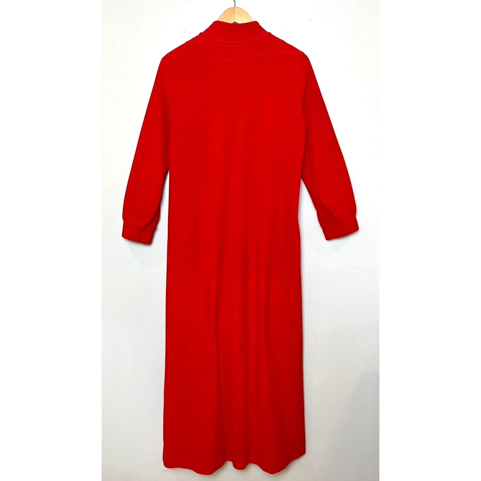 Vintage Vanity Fair Red Granny Retro Half Zip House Coat Kaftan Robe - Size S - Image 2