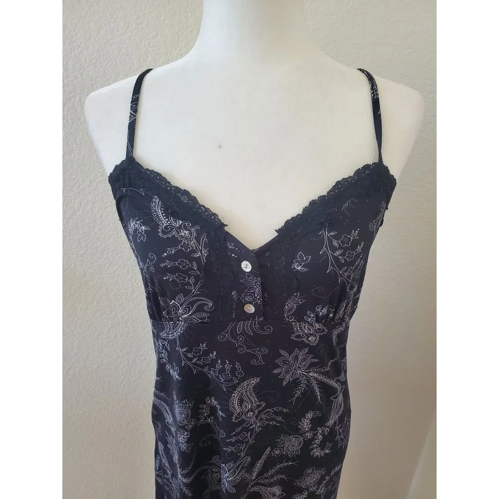 Daisy Fuentes Sleepwear Lingerie Intimate Dress Black White Paisley Stra… - Image 2