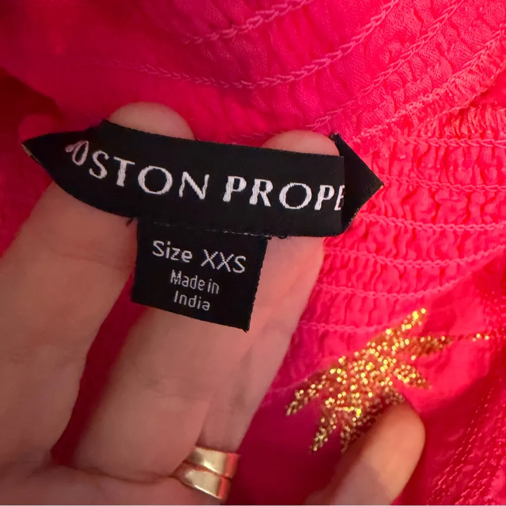 Boston Proper Metallic Detail Off-The-Shoulder Dress size XXS NWT Pink gold - Image 6