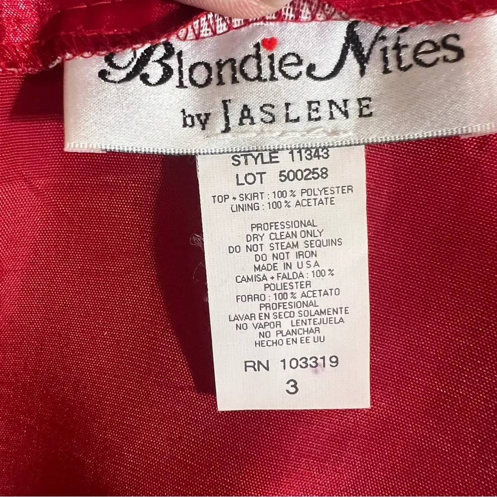 Authentic Vintage Y2K Red Sequin Prom Dress Corset 2-Piece Blondie Nites Jaslene - Image 9